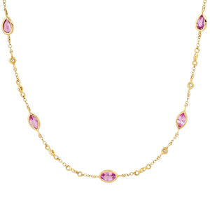 Pink Sapphire & Diamonds by the Yard Shapes Necklace
