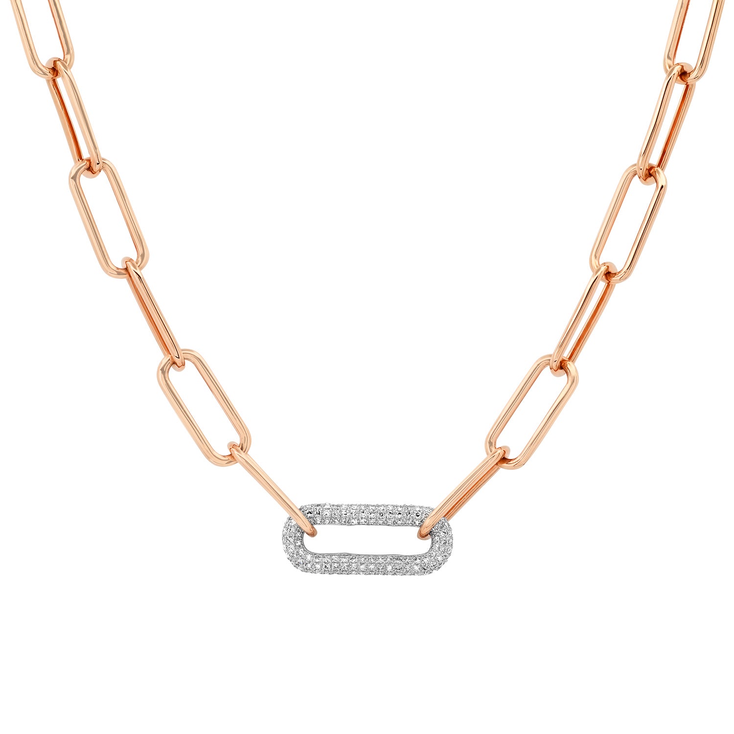 Large Paperclip Link Necklace with Diamond Link – Milestones by