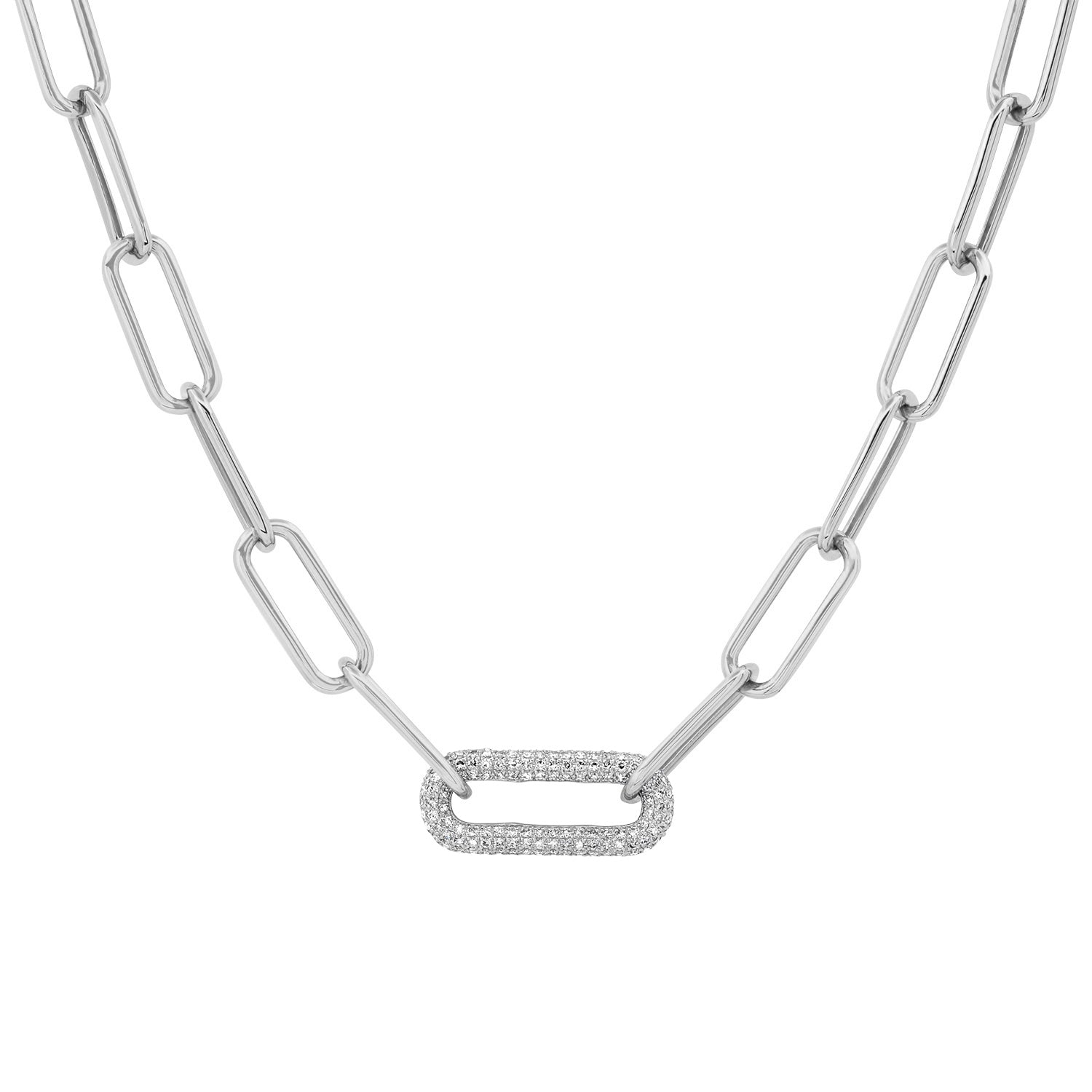 Large Paperclip Link Necklace with Diamond Link – Milestones by