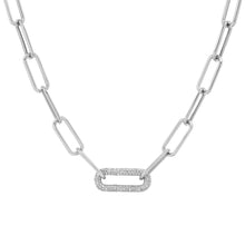 Large Paperclip Link Necklace with Diamond Link