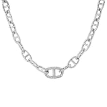 Large Gold Mariner Link Chain Necklace with Jumbo Diamond Link