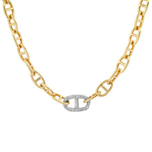 Large Gold Mariner Link Chain Necklace with Jumbo Diamond Link