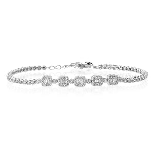 Diamond Baguette with Diamond Halo Tennis Bracelet – Milestones by ...