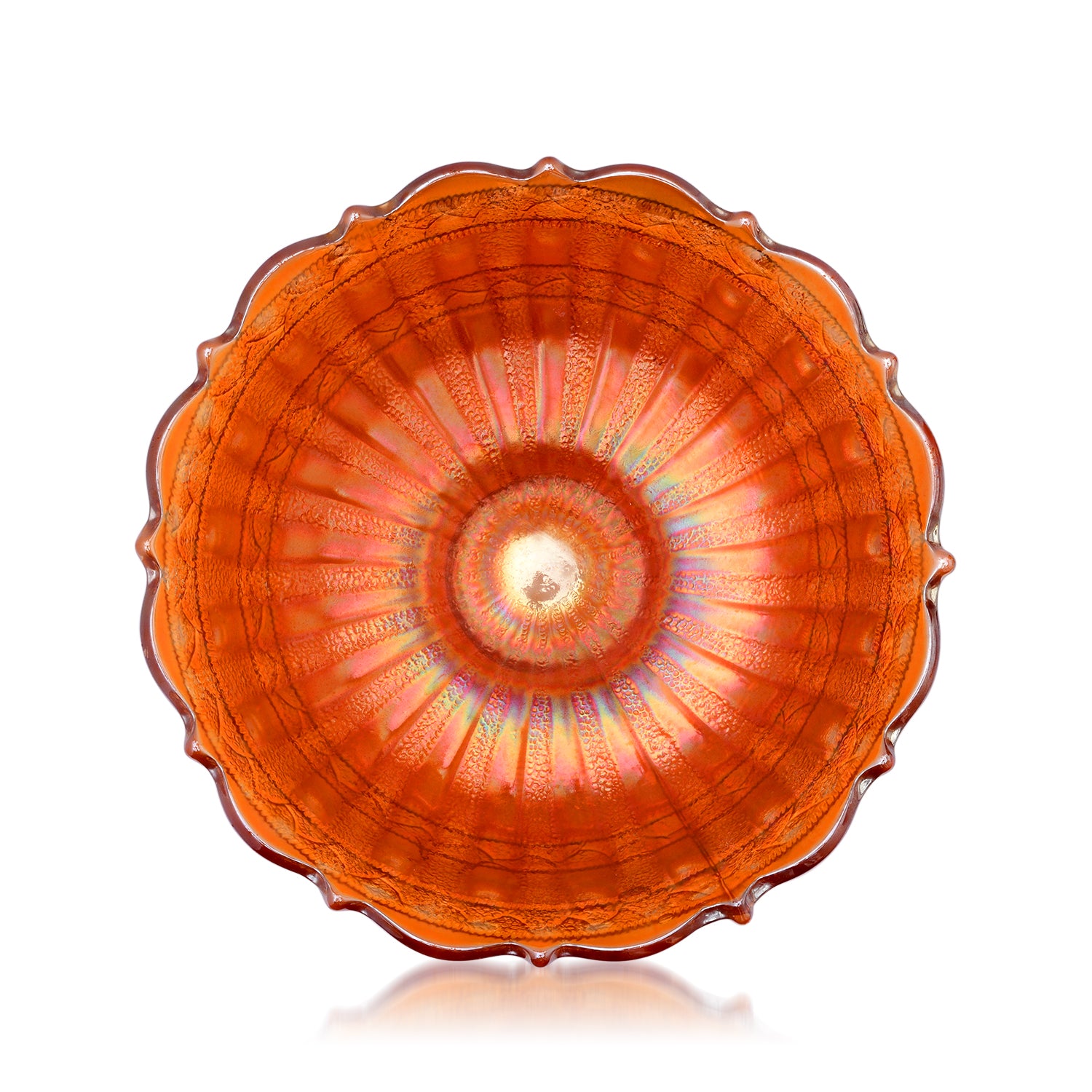 Vintage Medium Bohemian Orange Crystal Jewelry Dish