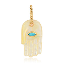 Limited Edition Hand Carved Hamsa with Marquis Eye and Rope Bail