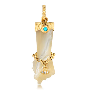 Mother of Pearl and Gemstone Fig Charm Pendant