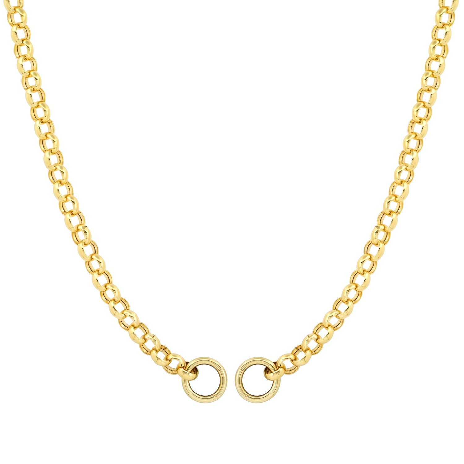 Open Front Round Rolo Link Chain Necklace