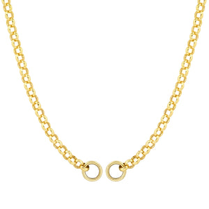 Open Front Round Rolo Link Chain Necklace