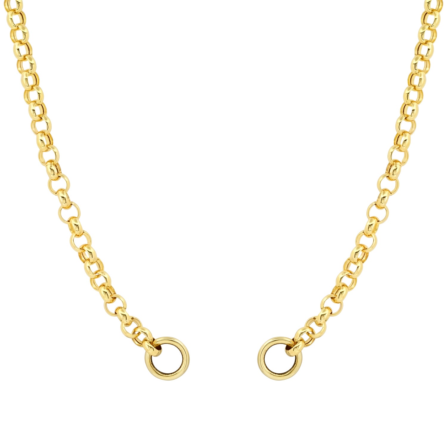 Open Front Round Rolo Link Chain Necklace