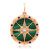 Mother of Pearl or Malachite Compass Pendant Charm with Diamonds and Enamel