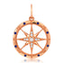 Mother of Pearl or Malachite Compass Pendant Charm with Diamonds and Enamel
