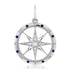 Mother of Pearl or Malachite Compass Pendant Charm with Diamonds and Enamel