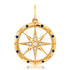 Mother of Pearl or Malachite Compass Pendant Charm with Diamonds and Enamel