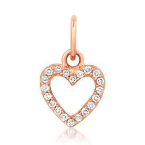 Mini Diamond Open Heart Pendant Charm