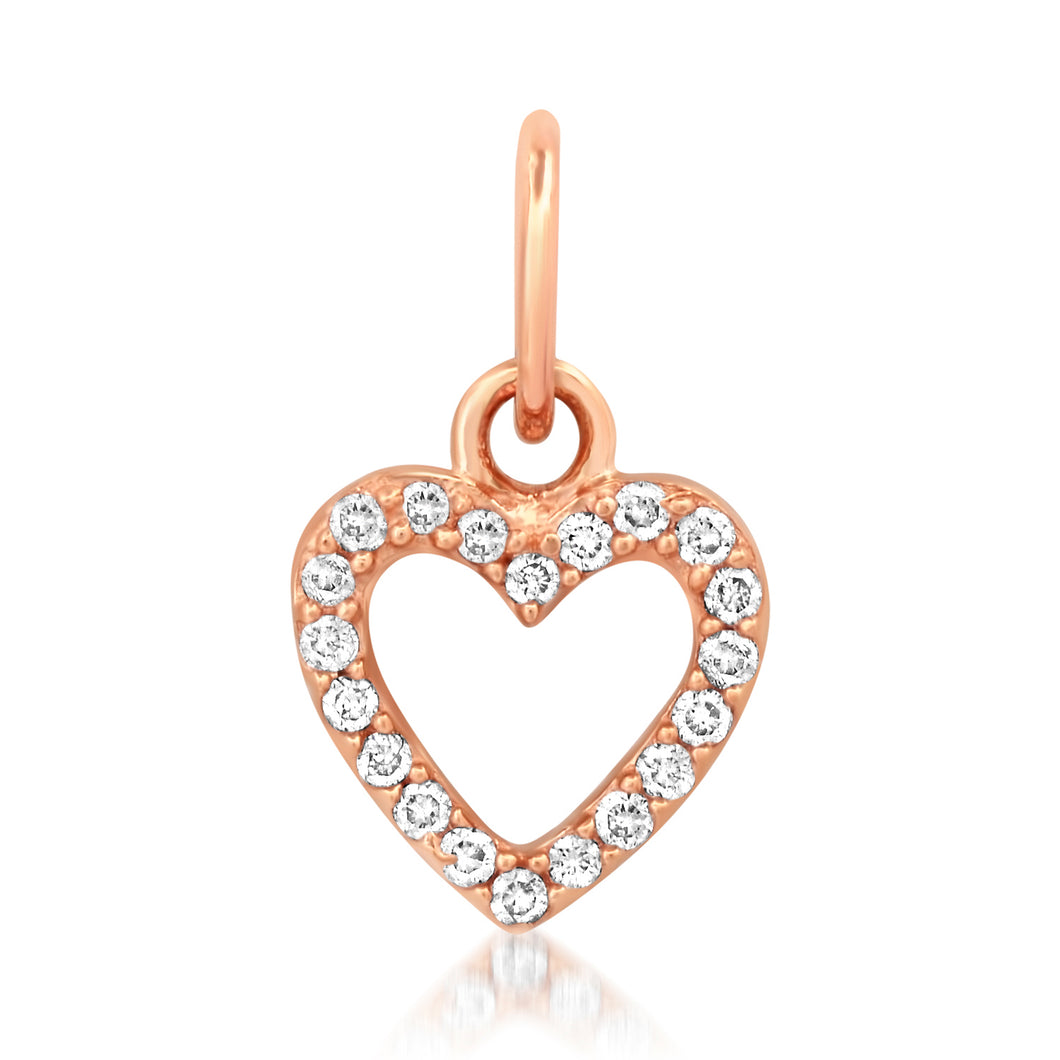 Mini Diamond Open Heart Pendant Charm