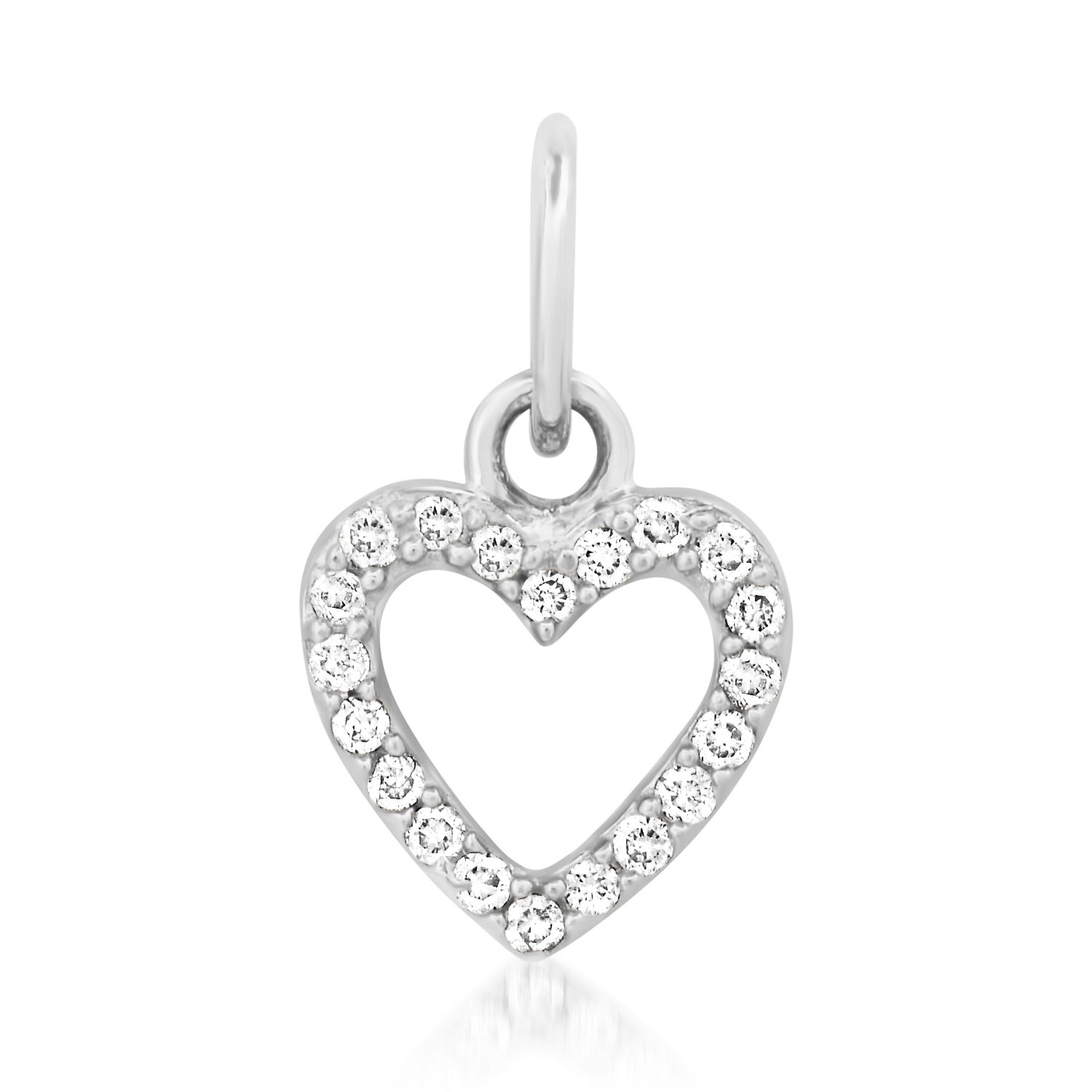 Mini Diamond Open Heart Pendant Charm
