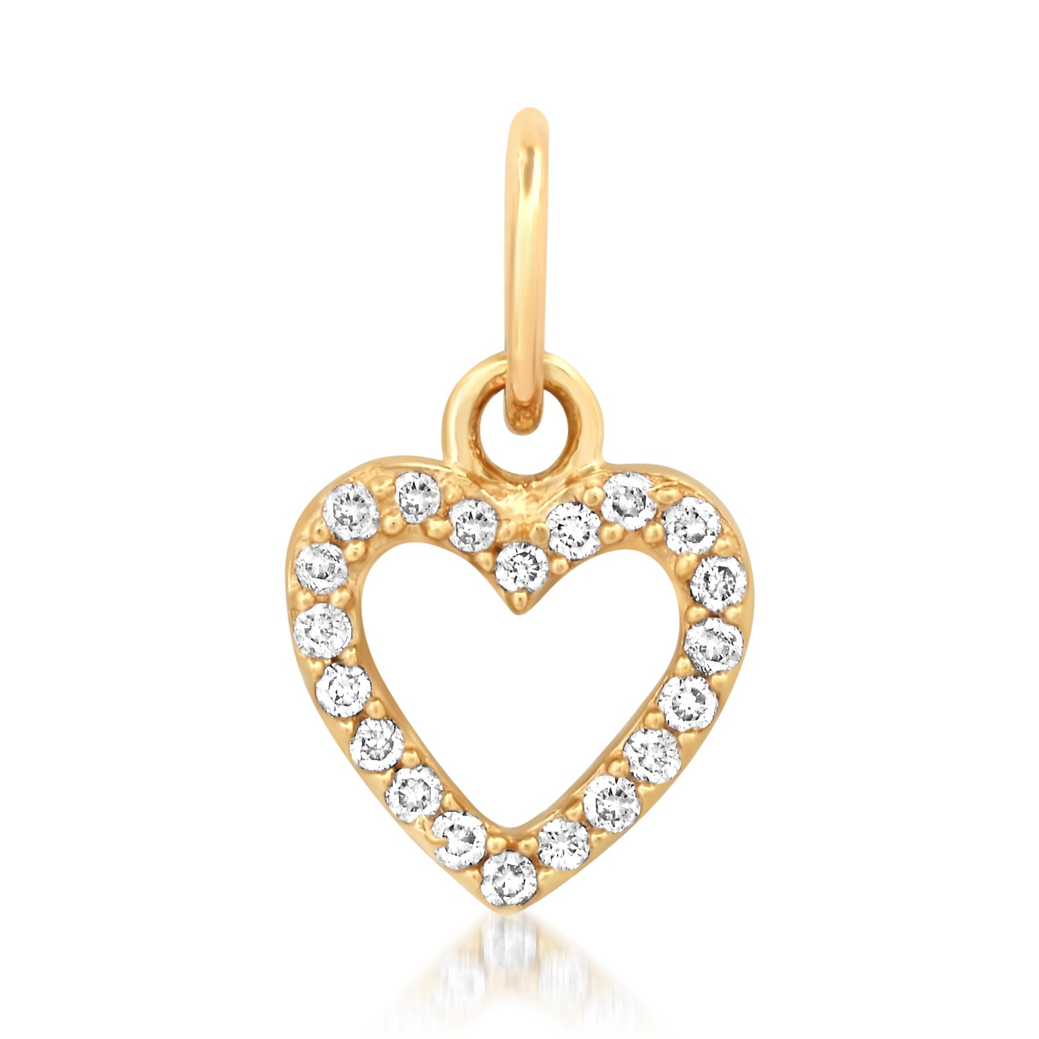 Mini Diamond Open Heart Pendant Charm