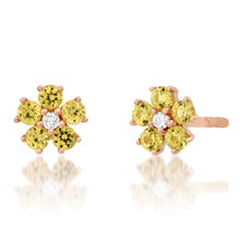Yellow or Pink Sapphire Flower Child Stud Earrings