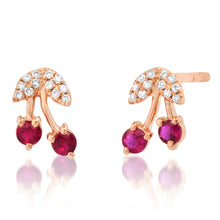 uby & Diamond Cherry Drop Stud Earrings