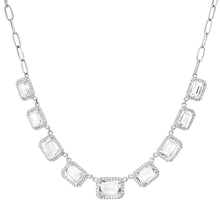 Heavenly Emerald Cut White Topaz & Diamond Necklace