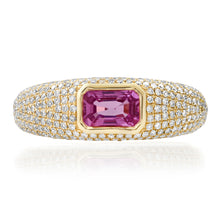 Emerald Cut Pink Sapphire & Diamond Glam Ring