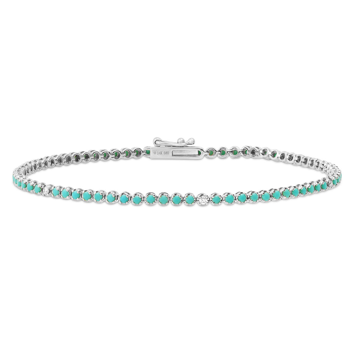 Turquoise & Diamond Tennis Bracelet