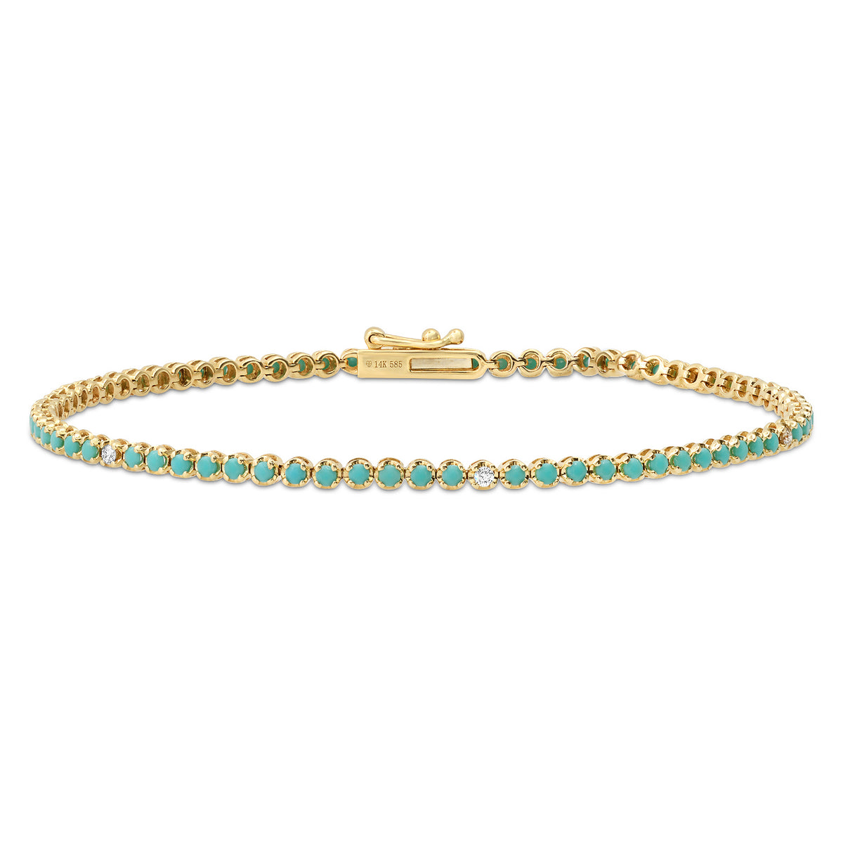 Turquoise & Diamond Tennis Bracelet