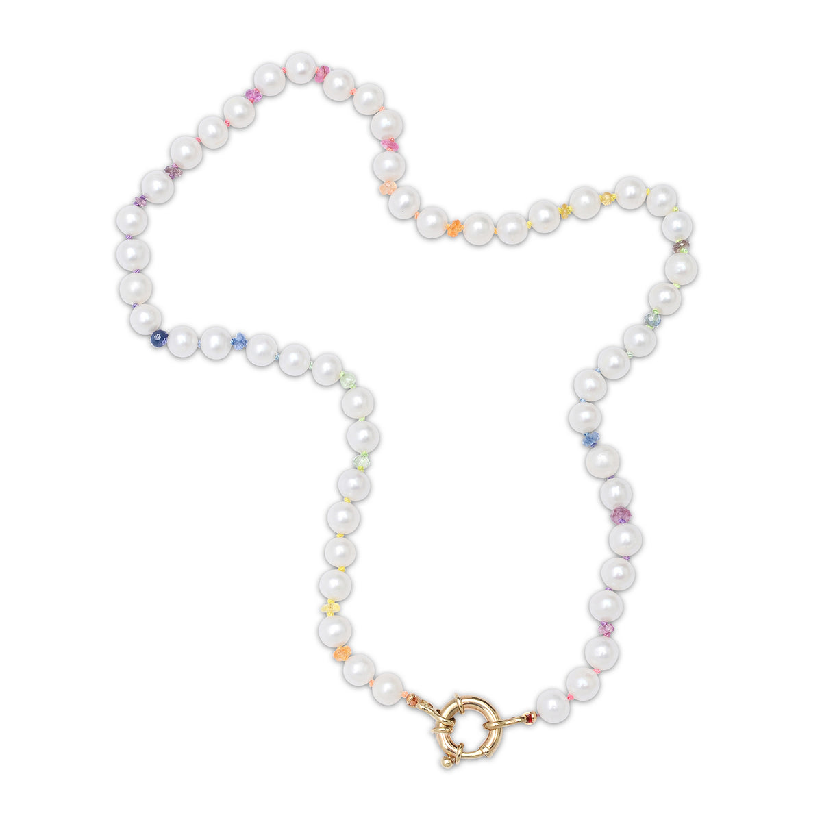 Pearl & Rainbow Sapphire Hand Knotted Beaded Necklace – Milestones by ...