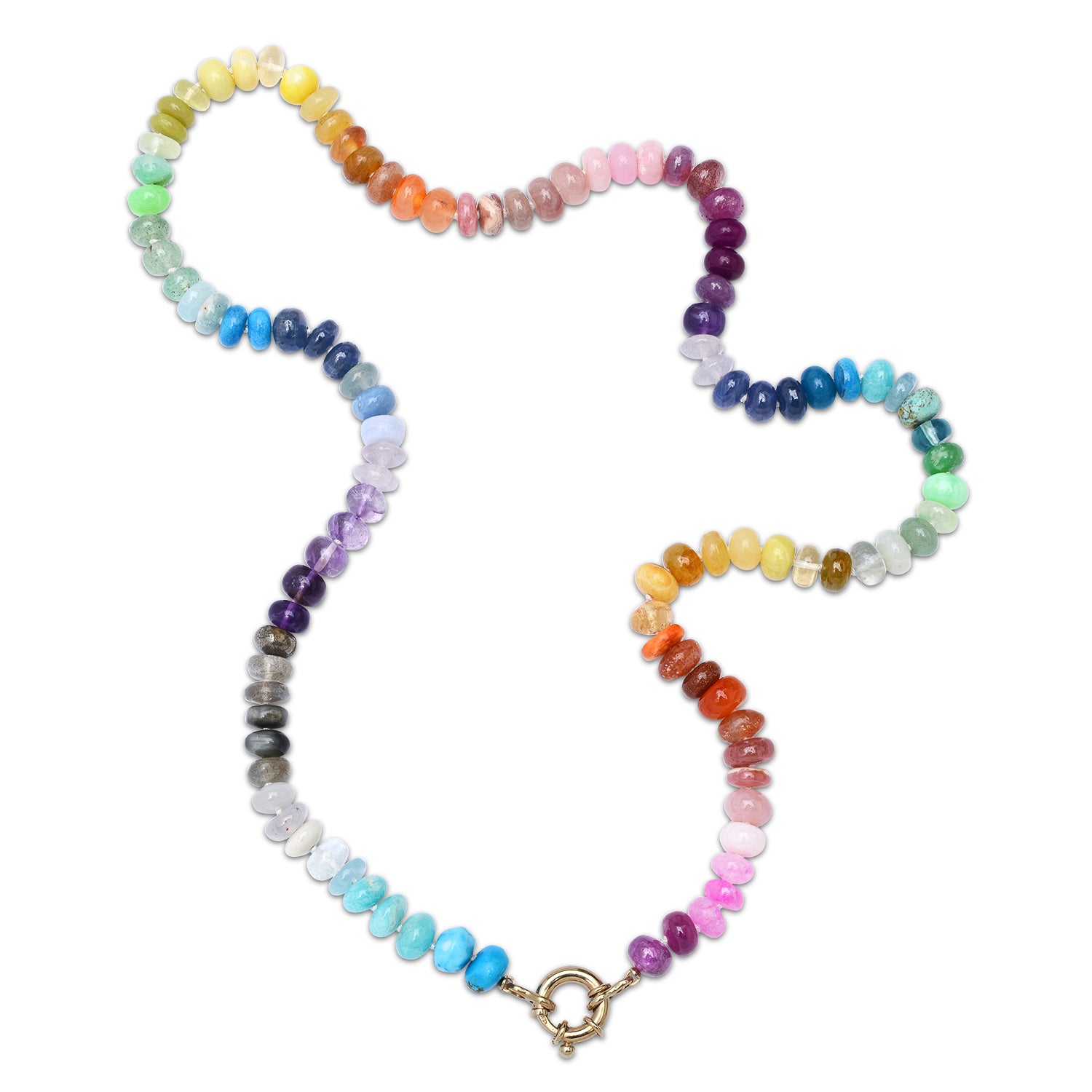 Classic Rainbow Semiprecious Beaded Necklace