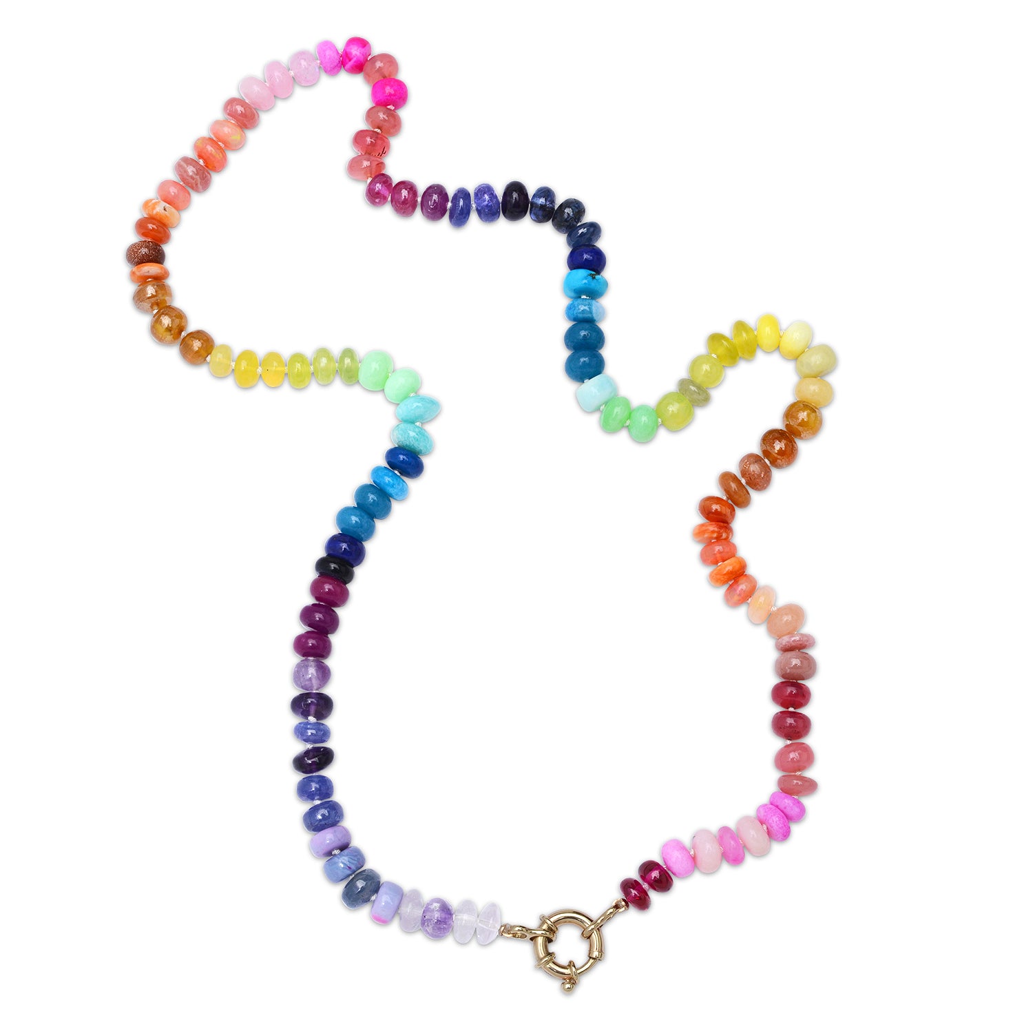 Neon Rainbow Semiprecious Beaded Necklace