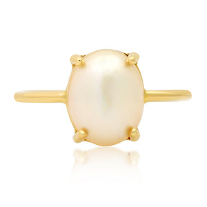 Oval White Pearl Ring