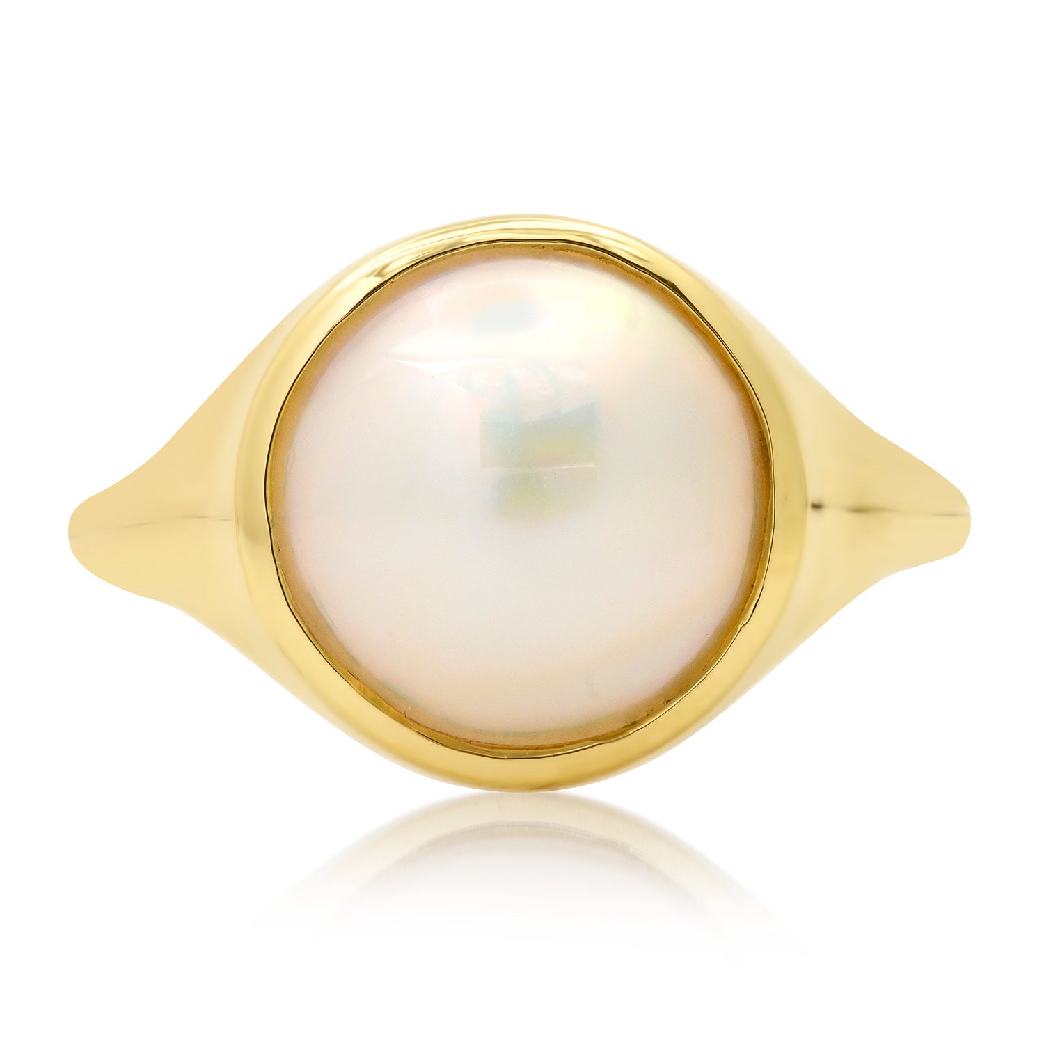 White Pearl Signet Ring