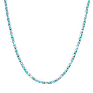 Turquoise and Diamond Tennis Necklace