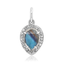 Delicate Moonstone Drop Charm with Diamond Frame