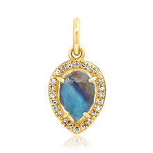 Delicate Moonstone Drop Charm with Diamond Frame