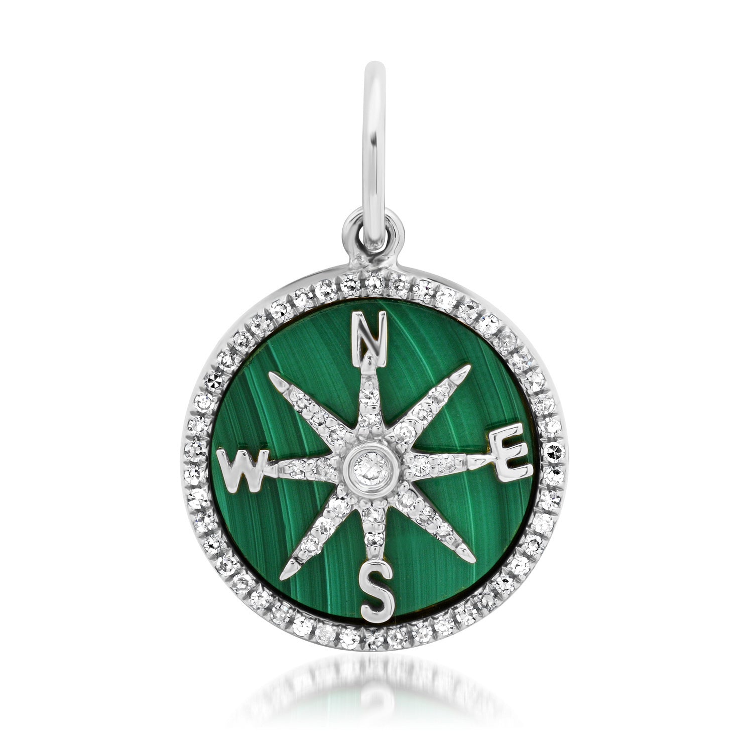 Small Malachite and Diamond Compass Charm