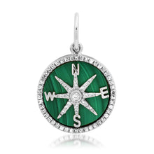 Small Malachite and Diamond Compass Charm