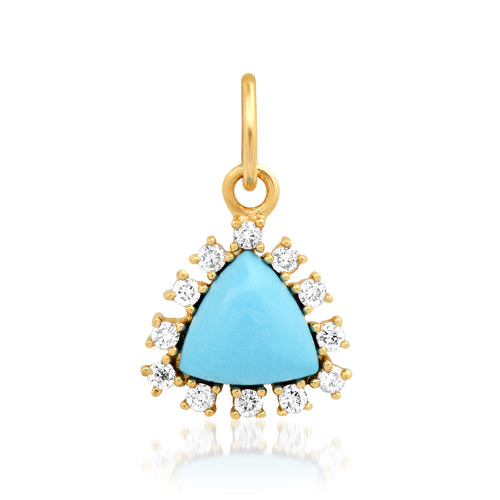 Turquoise Triangle Charm with Diamond Frame