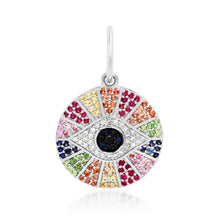 Diamond & Rainbow Sapphire Evil Eye Charm