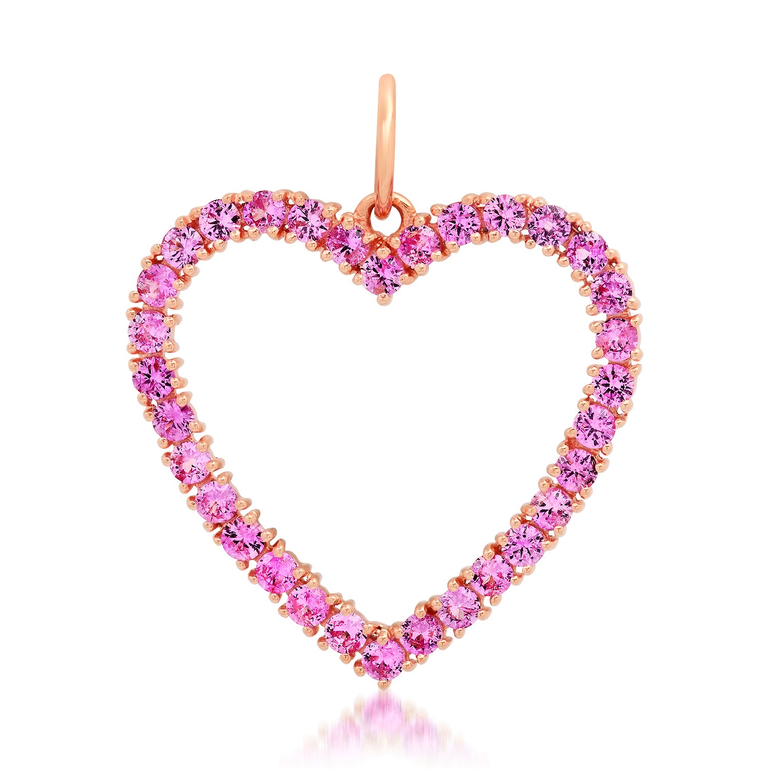 Open Pink Sapphire or Diamond & Turquoise Heart Charm Pendant