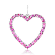 Open Pink Sapphire or Diamond & Turquoise Heart Charm Pendant