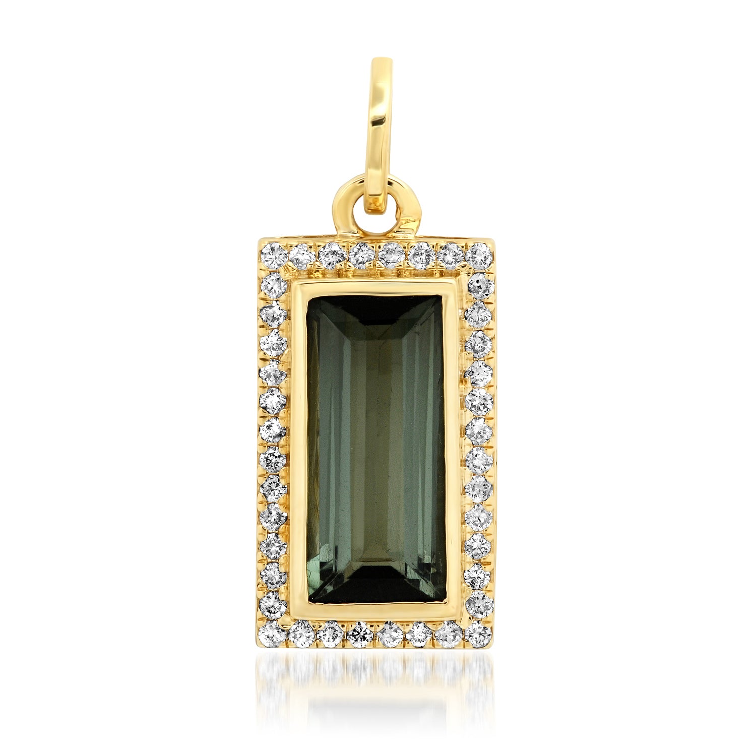 One of a Kind Green Tourmaline and Diamond Bar Charm