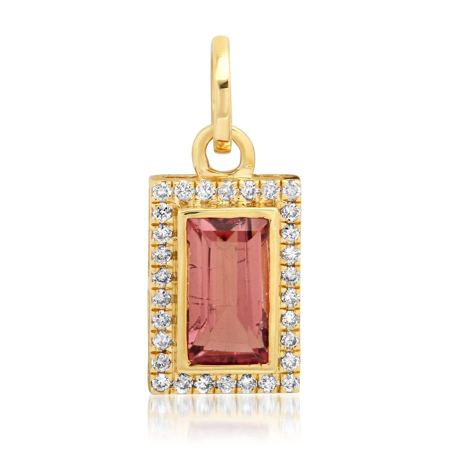 One of a Kind Pink Tourmaline and Diamond Bar Charm