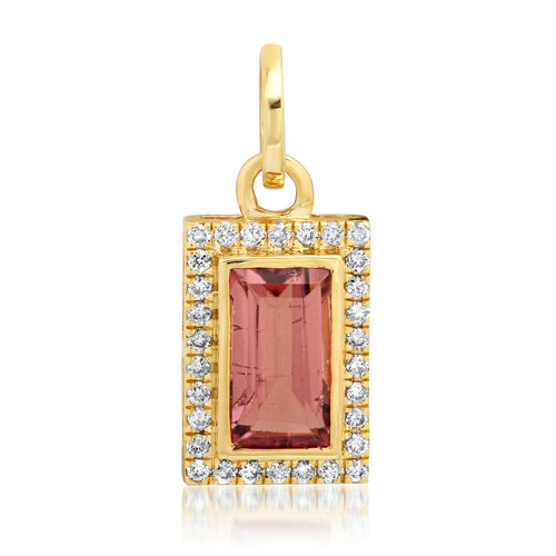 One of a Kind Pink Tourmaline and Diamond Bar Charm