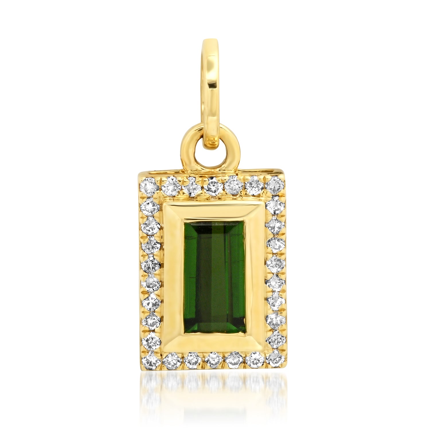 One of a Kind Small Green Tourmaline and Diamond Bar Charm