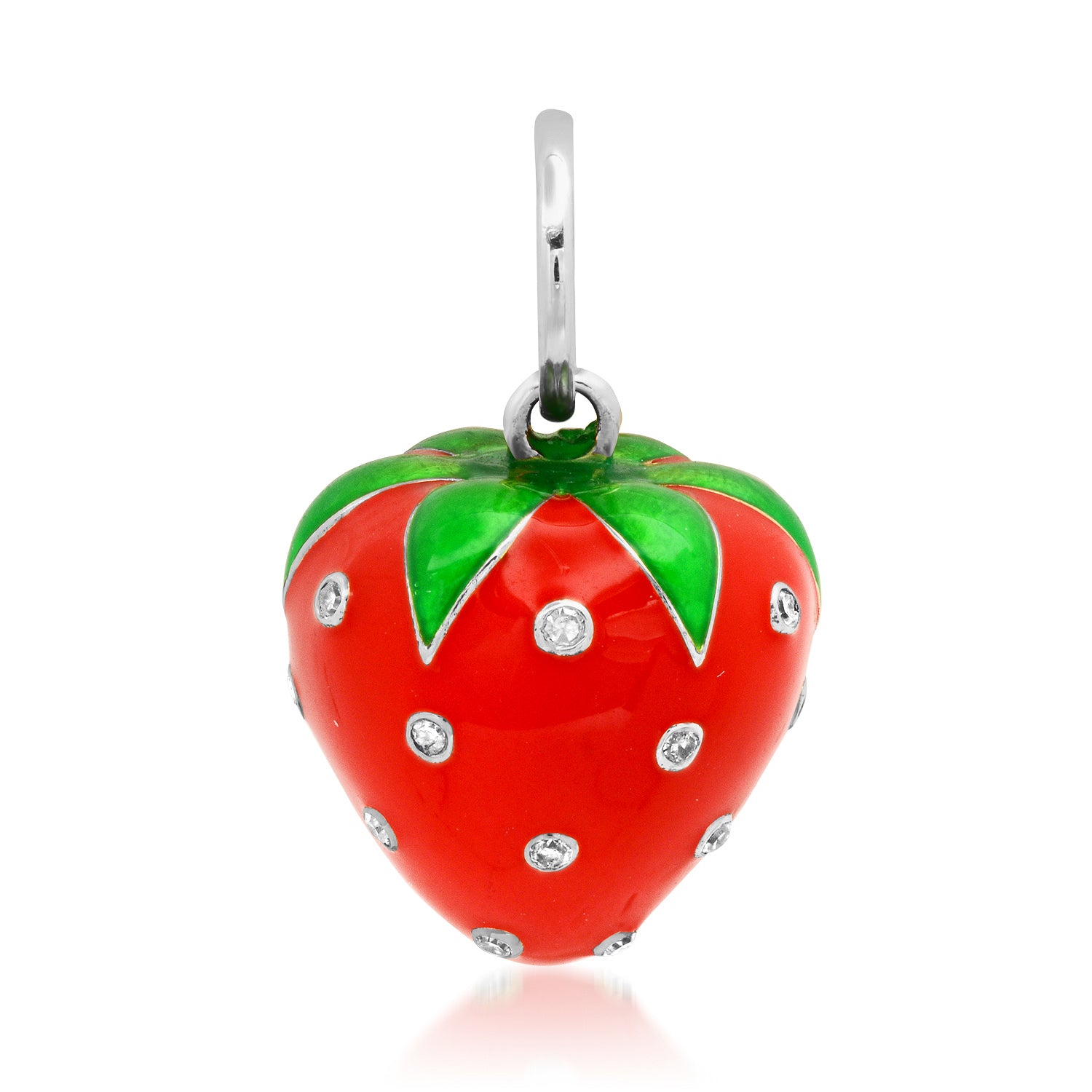 Strawberry Fields Enamel Charm with Diamonds