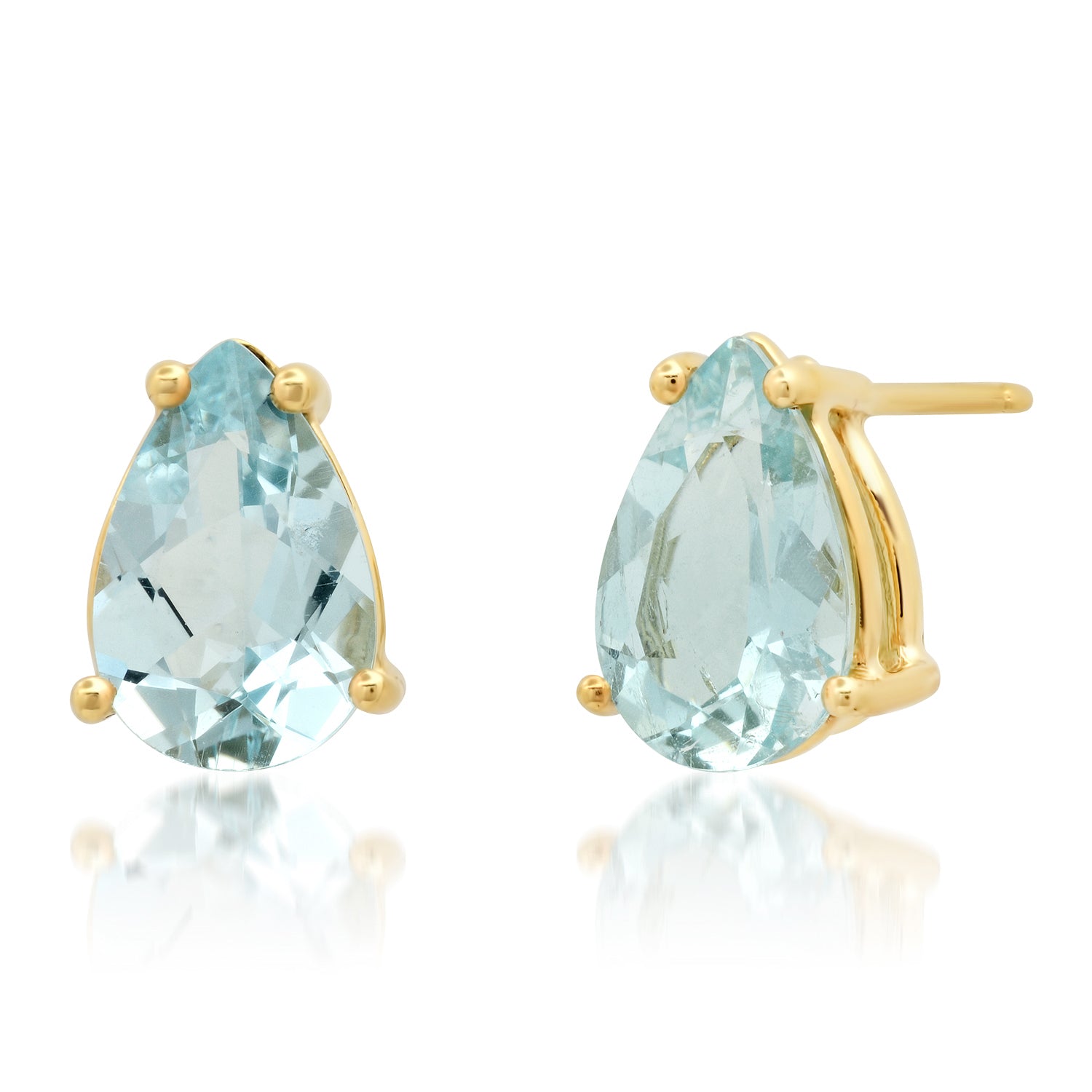 Pear Shape Aquamarine Sprinkle Stud Earrings