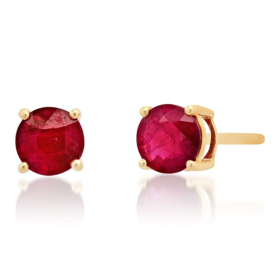 Round Cut Ruby Sprinkle Stud Earrings