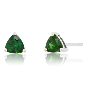 Petite Trillion Cut Emerald Sprinkle Stud Earrings