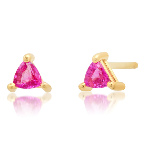 Petite Trillion Pink Sapphire Sprinkle Stud Earrings